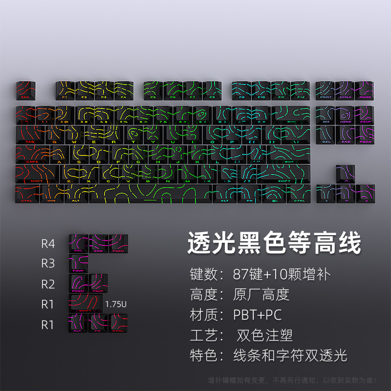 Picture of Contour side engraved mechanical keyboard key cap line light transmission compatible with American lion wooting60made68ace68