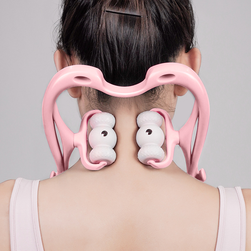 Picture of Manual Cervical Spine Massager Shoulder Neck Handheld Roller Cervical Spine Massager Neck Clip