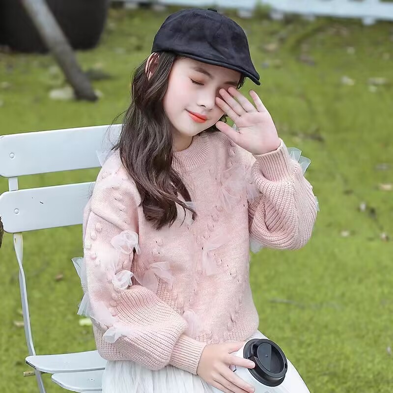 Picture of Girl's Autumn Sweater Children's Wear New Children's Western Style Girl's Spring and Autumn Bow Knitted Base Shirt Wool Top