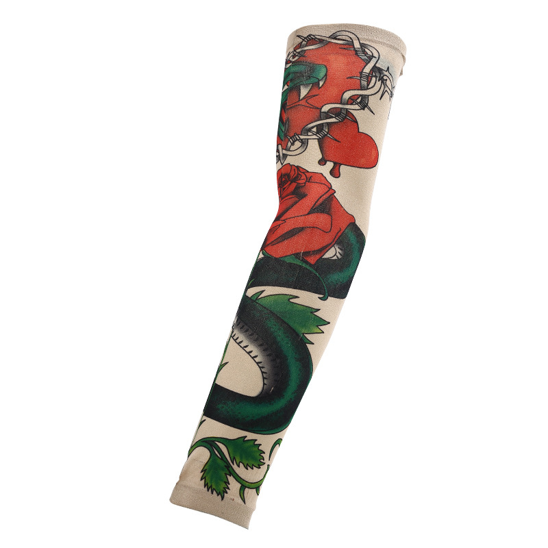 Picture of Outdoor Sleeve Tattoo Sleeve Seamless Men's and Women's Flower Arm Riding Sunscreen Sleeve Tattoo Arm Gifts