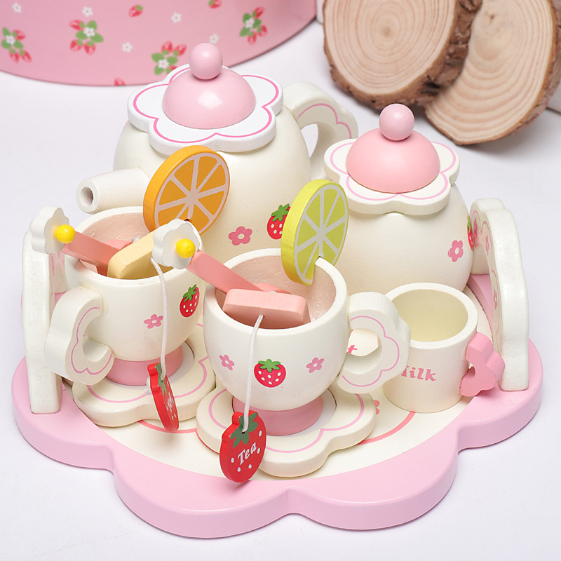 Picture of Children's kitchenware toy girl suit gift lemon white afternoon tea set simulation play house kitchen tableware