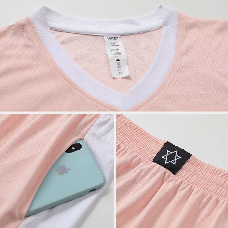 Picture of Net red pink new basketball uniform suit men's and women's fashion competition printed team uniform jersey vest printing number