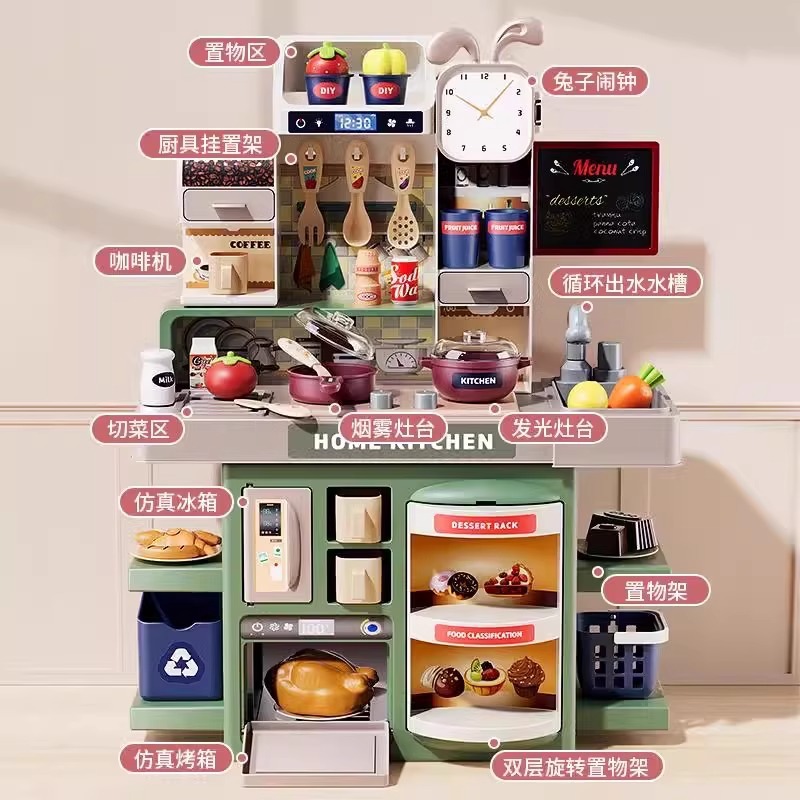 Picture of Cross-border children's play mini kitchen toy simulation spray water table cooking set gift wholesale