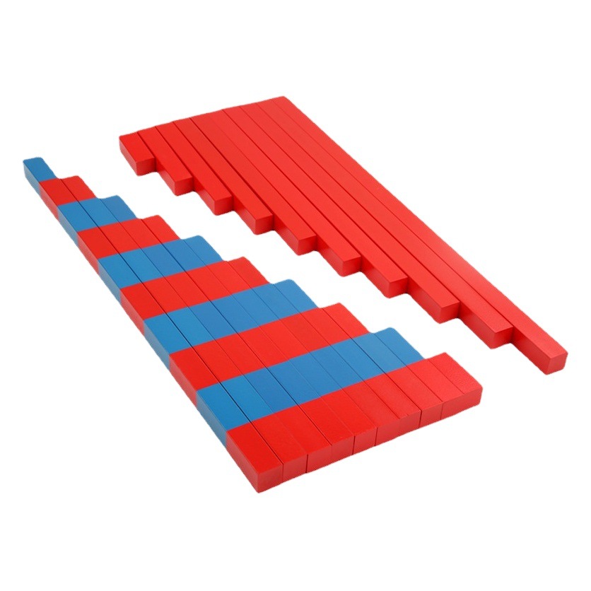Wooden Enlightenment Early Education Mathematics Red and Blue Small Wooden Stick Kindergarten Uncle Color Cognitive Educational Toy Building Block Puzzle