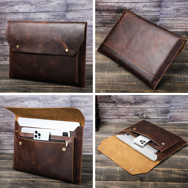 Picture of Suitable for macbookpro14 top layer cowhide protective cover Apple laptop air13.3 inch liner bag