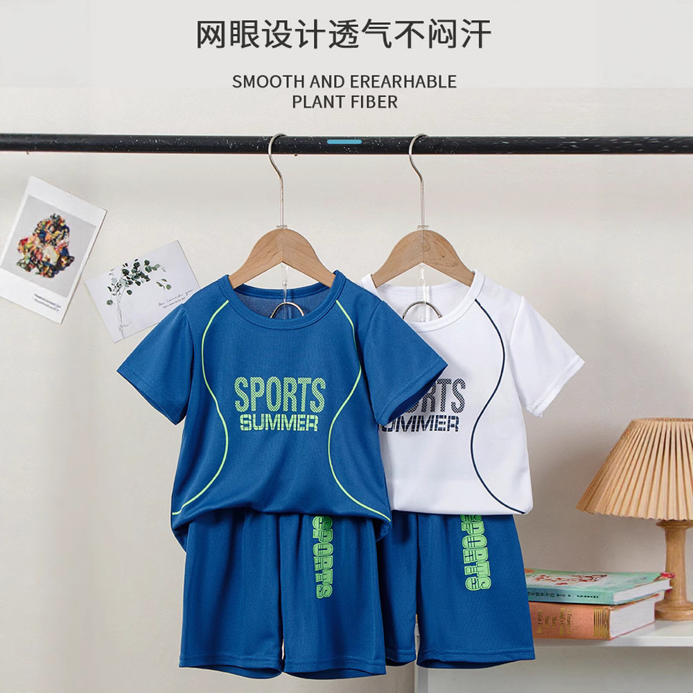 Picture of 25 Summer Kidsren's Quick-Drying Short-Sleeved Shorts Suit Boys Summer Clothes Boys Online Clothes Kidsren's Sports Two-Piece Set