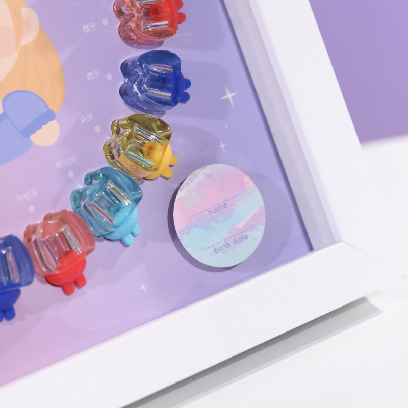 Picture of T9 Wooden Photo Frame Deciduous Teeth Box Transparent Crystal Teeth House Boys and Girls New Deciduous Teeth Storage Frame