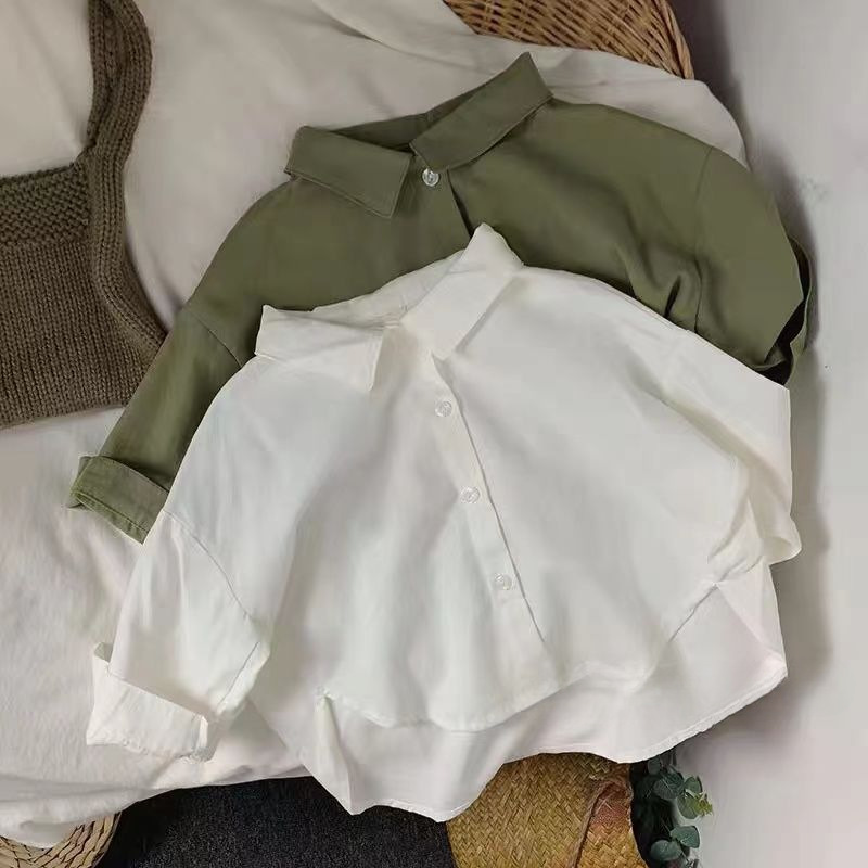 Picture of Mori Style Korean Style ~ Children's Shirt Cotton Linen Spring and Autumn Boys' and Girls' Shirt Western Style Loose Baby Jacket Children's Clothing
