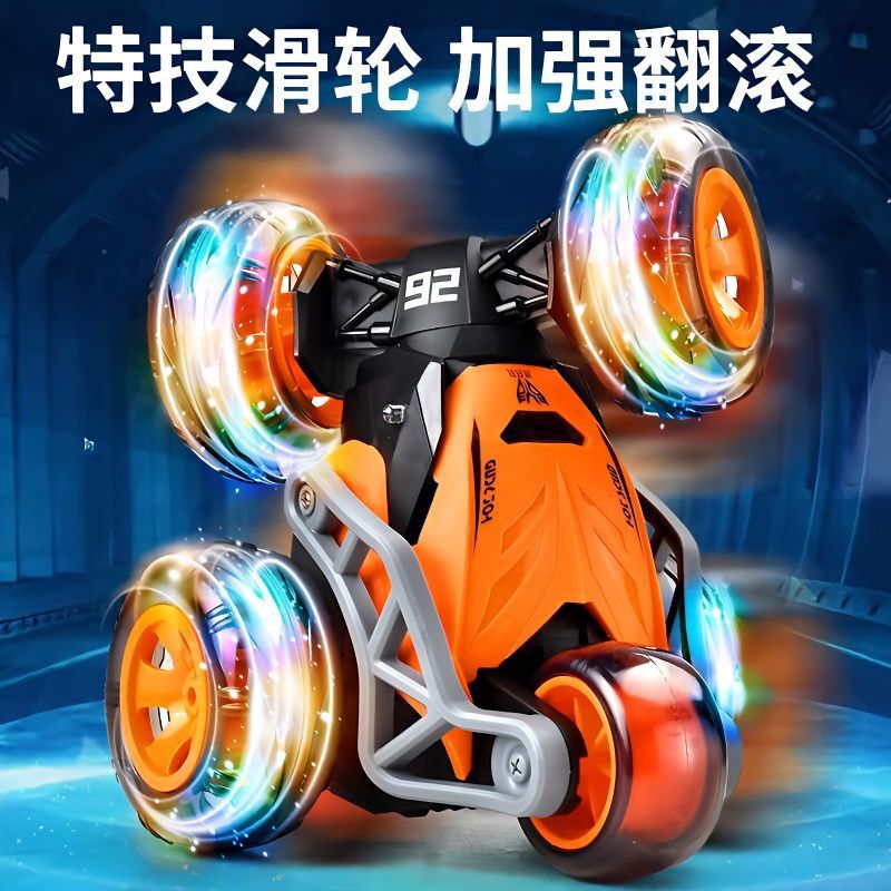 Picture of Remote control stunt dump truck 5 wheel roll off-road toy children's lights car rechargeable 360 degree rotating racing car