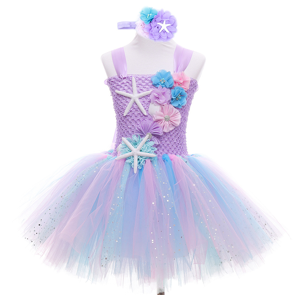 Picture of 2024 New Mermaid Princess Dress June 1 Festival Performance Dress Girl's Poncho Dress Girl's Birthday Dress