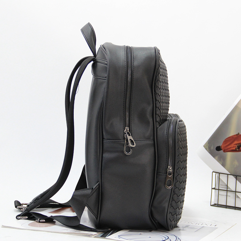Picture of Korean style woven business backpack trendy computer bag fashionable large capacity travel backpack simple student schoolbag