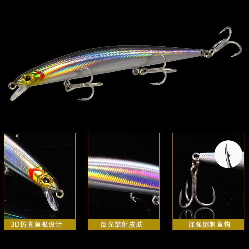 Picture of Riot Fishing King Luya Bait 11.5cm/11g Far Throwing Mino with Ring Beads Aojin Blood Slot Hook Hard Bait False Bait