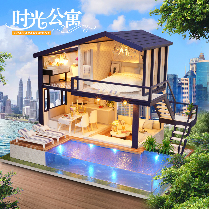 Picture of Zhiqu House diy House Time Apartment Hand-assembled Wooden Villa Model Creative Doll House Birthday Gift