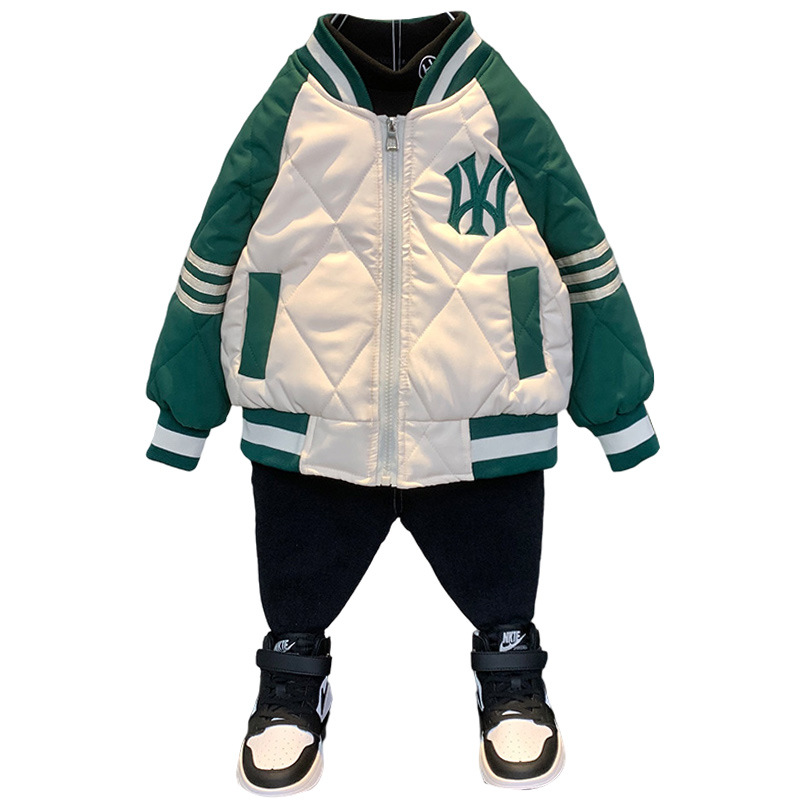Picture of Boys' quilted jacket two-cotton spring and autumn children's thin velvet cotton-padded jacket 24 new boys' clothes boys' autumn baseball uniform