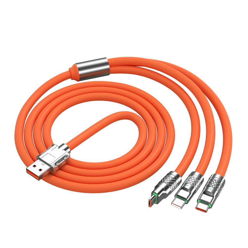 Picture of Spot Zinc Alloy Three-In-One Data Cable Type-C Super Fast Charging One-To-Three Data Cable Charging Cable Wholesale