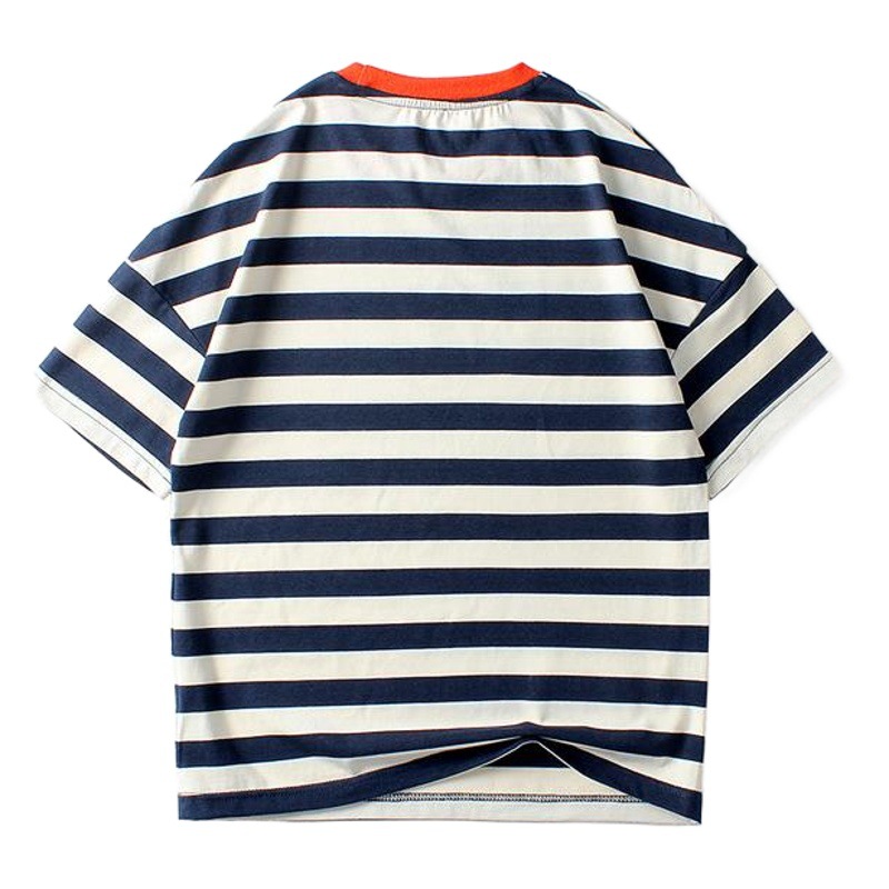 Summer children's clothing Korean new boys short sleeve T-shirt girls knitted striped label top children's short sleeve wholesale