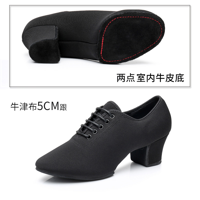 Picture of Female Adult Latin Dance Shoes Teacher's Shoes Oxford Cloth Mid-Heeled Square Dance Shoes Dancing Soft Sole Ballroom Dance Breathable