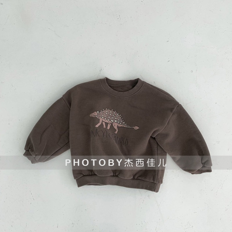 Picture of Children's ins Korean Style Autumn and Winter New Top for Boys and Girls Baby Western Style Cute Cartoon Dinosaur Long Sleeve Trousle Sweater t