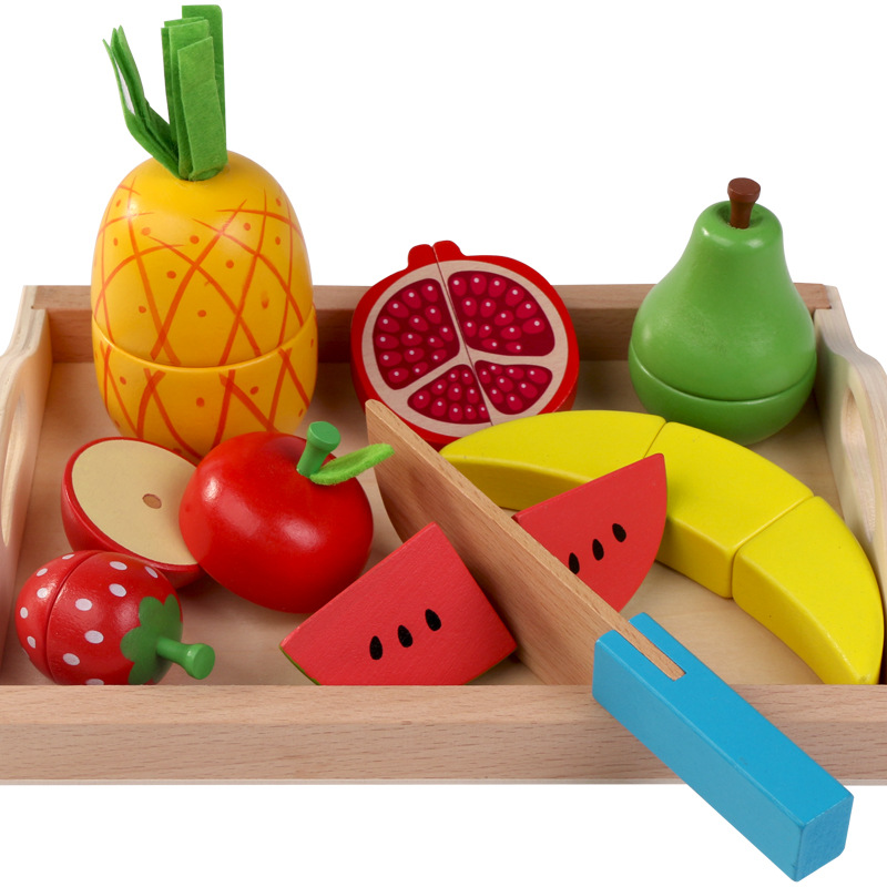 Picture of Children boy play house toy kitchen vegetable cutting girl baby fruit cutting cake cutting simulation cooking