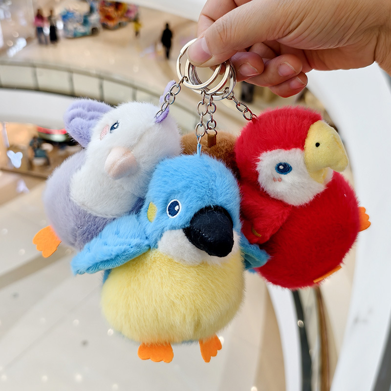 Picture of Cute Artificial Parrot Plush Pendant Bird Doll Keychain School Bag Pendant Claw Machine Gift Batch