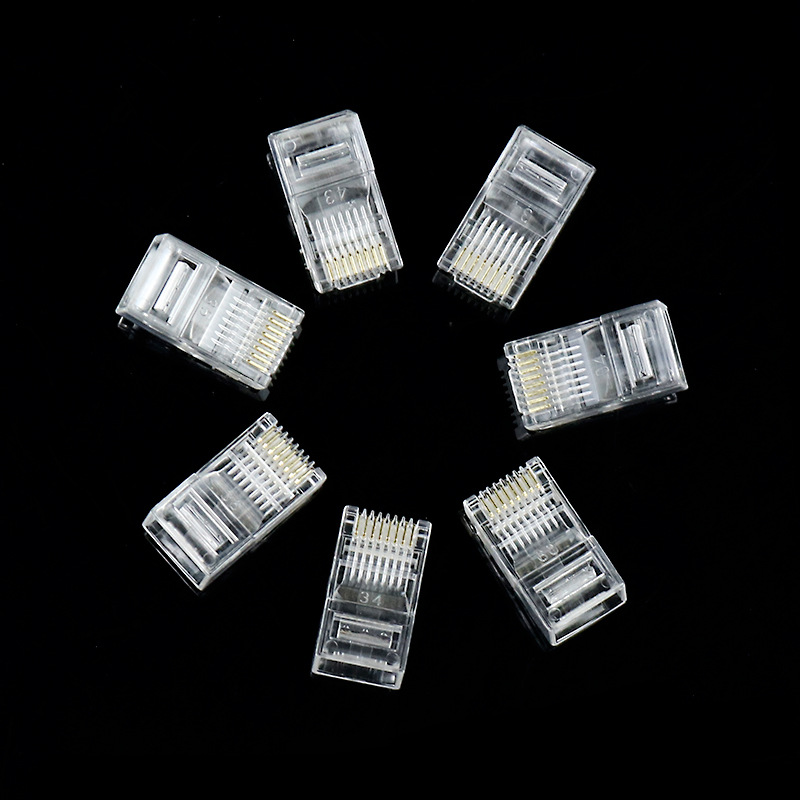Picture of Yuefei Transmission Network Wire Crystal Head Super Category 5 8 Core Gold Plated rj45 Connector Pure Copper Computer Network Wire Connector