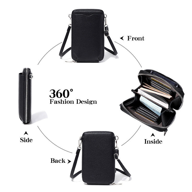 Picture of Cross-border New Litchi Pattern Vertical Zipper Mobile Phone Bag Foreign Trade Mini Large Capacity Women's Shoulder Bag Crossbody Bag