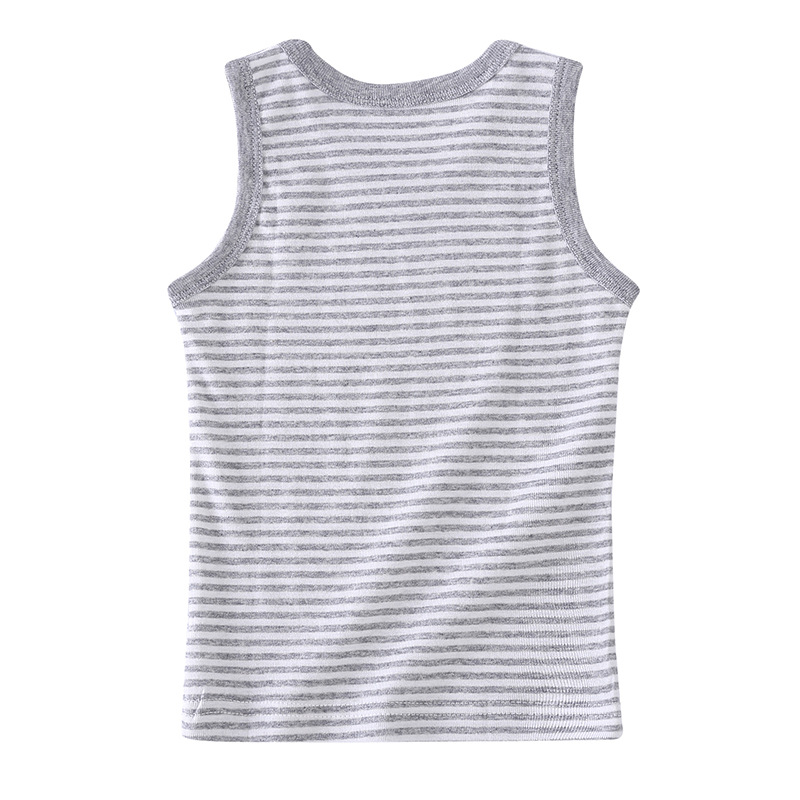 Picture of Summer Kidsren's Ribbed Vest Thin Bottoming Shirt for Small and Medium-Sized Kidsren 100 Cotton Air-Conditioned Clothing 2-Piece Wholesale