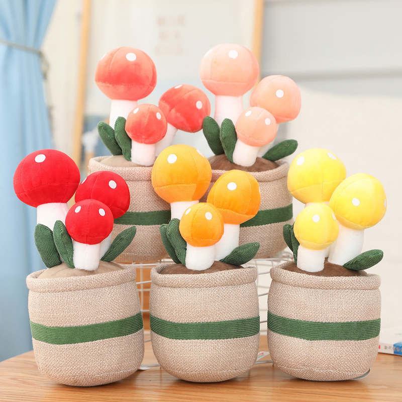 Picture of Mushroom Fleshy Tulip Green Plant Potted Plant Ornaments Cloth Doll Amazon Plush Toy Doll Cross Border Doll