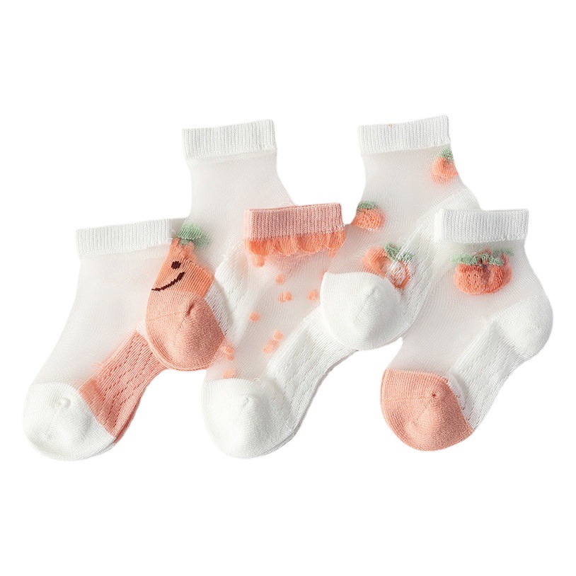 Spring and summer new cartoon children's ice silk socks summer mesh hollow baby socks ultra-thin glass silk girls socks