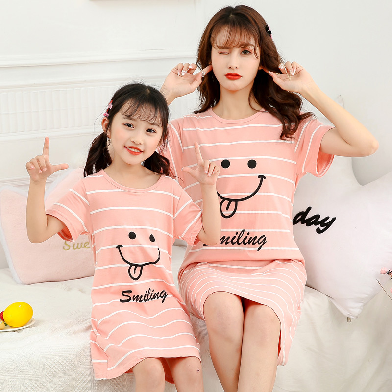 Picture of Women's Nightdress Women's Spring and Summer New Children's Clothing Girls' Pajamas Summer Cotton Home Girl's Dress Casual