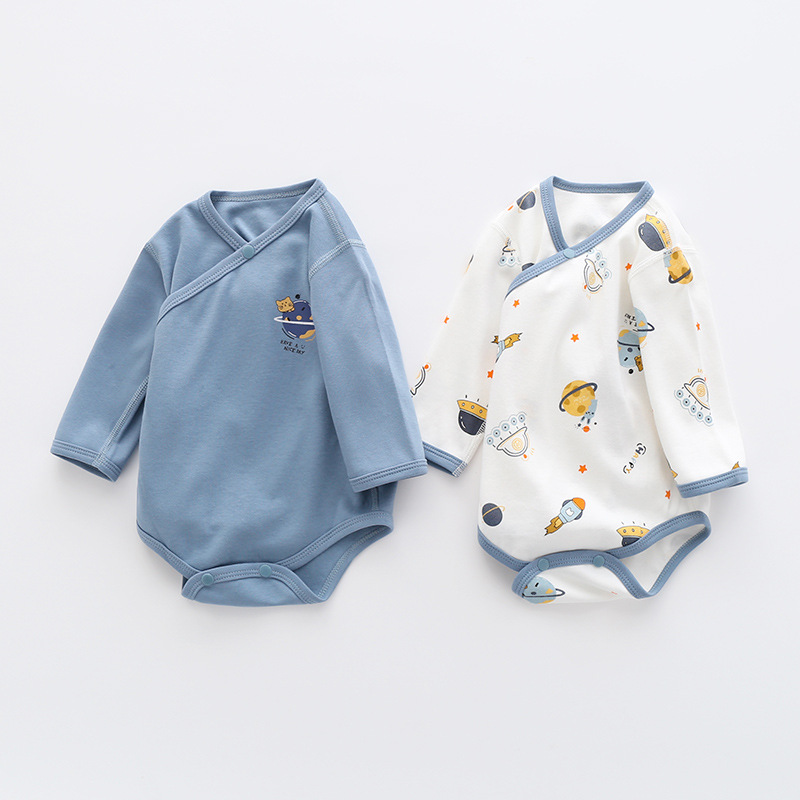 Picture of Factory wholesale autumn and winter new baby clothes cotton long sleeve children's jumpsuit boneless partial open fart clothes