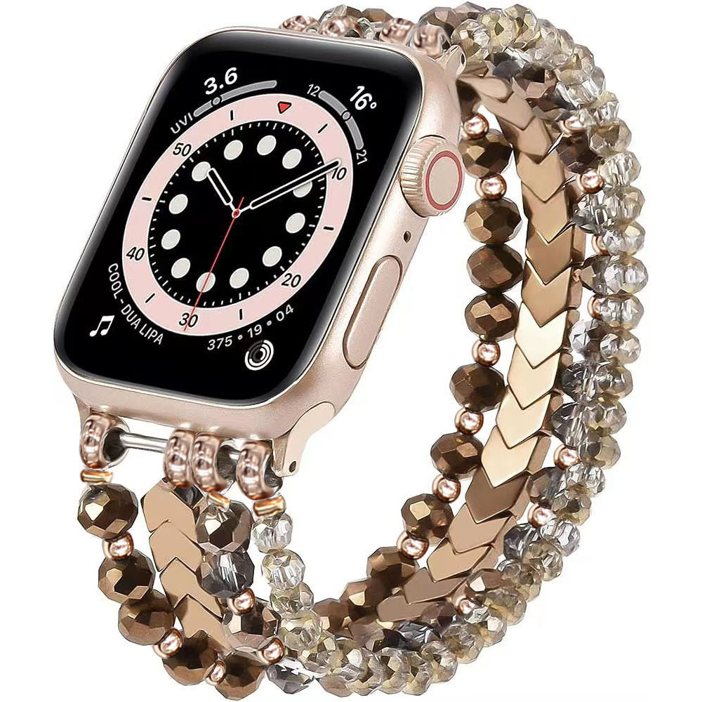 Big Sale Suitable for Apple Applewatch 38mm 42mm Watch Strap Smart Watch Strap Cross-Border Black Gallstone Elastic
