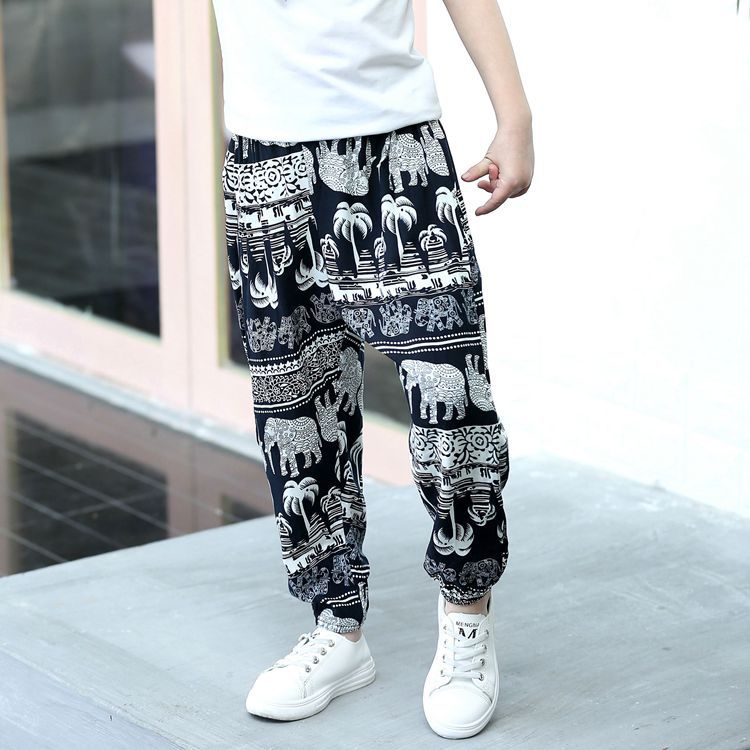 Anti-mosquito Pants for Boys and Girls Cotton Silk Harem Pants for Small and Medium-sized Children's Baby Bloomers Thin Trousers Boys' Pajama Pants