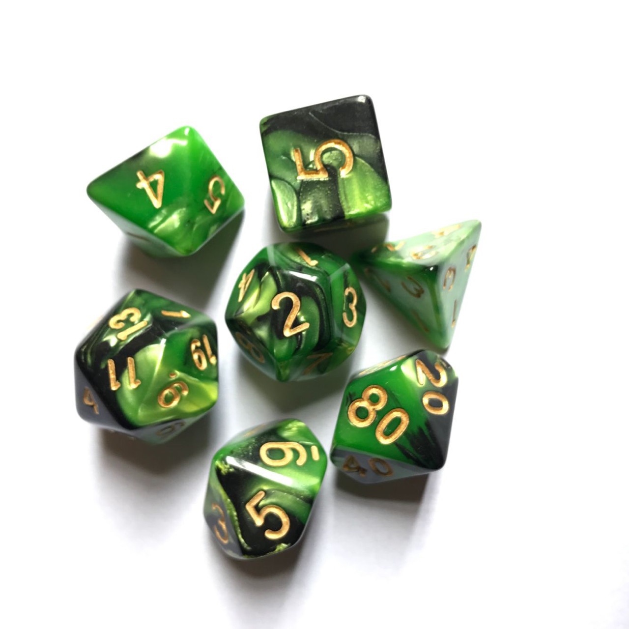 Picture of Two-Color Multi-Sided Dice 7-Piece Digital Dice Running Group Board Game Set Dnd Game Dice