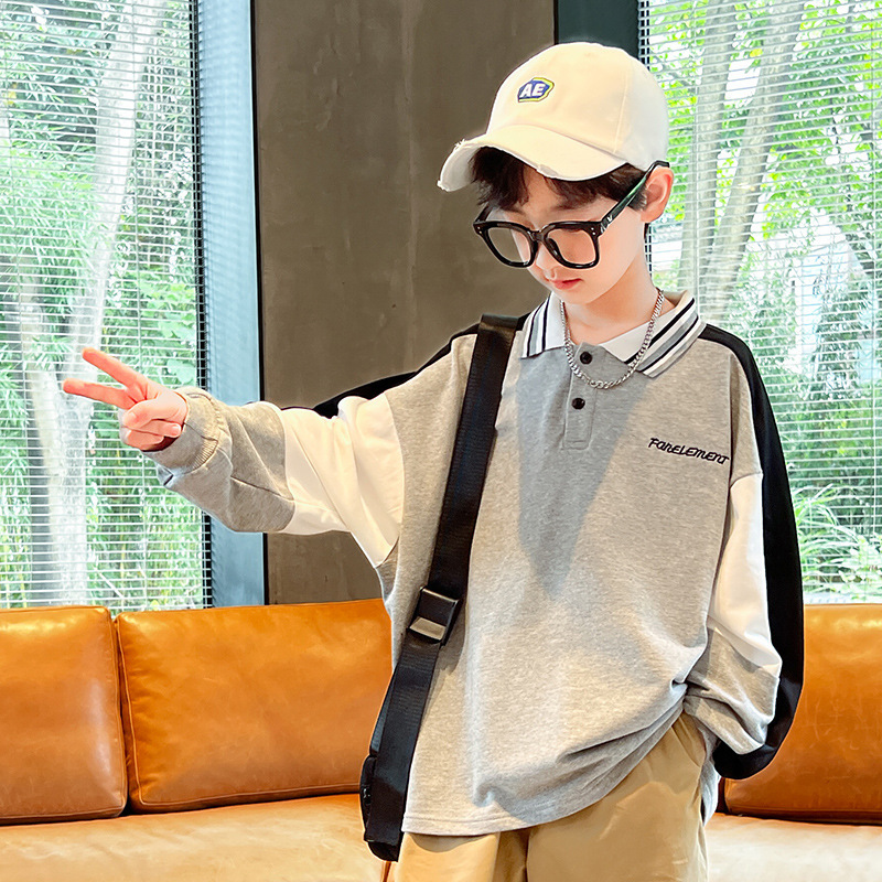 Picture of Children's Wear Boy's POLO Collar Sweat Spring and Autumn 2022 New Thin Children's Top Embroidered Long Sleeve Handsome Fashionable