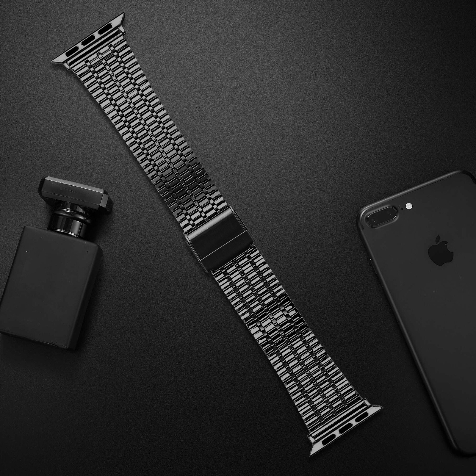 Picture of Suitable for Apple Watch Ultral Iwatchs10 Stainless Steel Seven-Bead Metal Safety Buckle Milan Strap