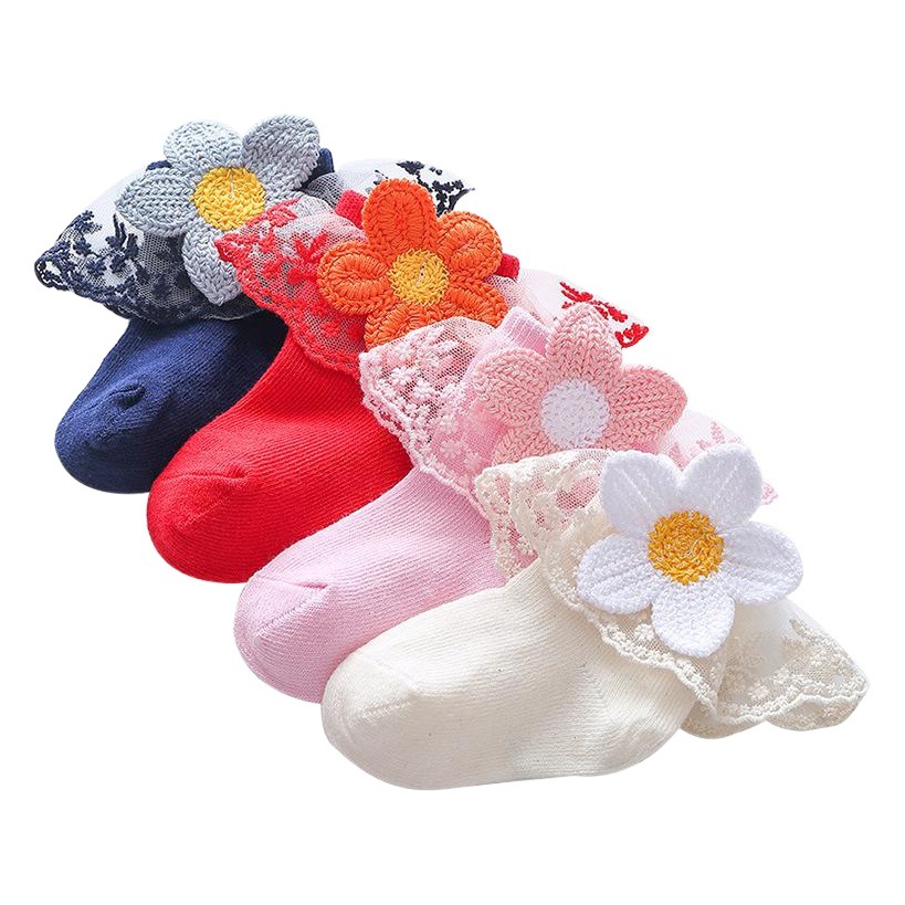New Children's Lace Socks Korean Style Princess Socks Spring & Fall Girls' Socks Cartoon Cross-Border Export Baby Cotton Socks Thin Section