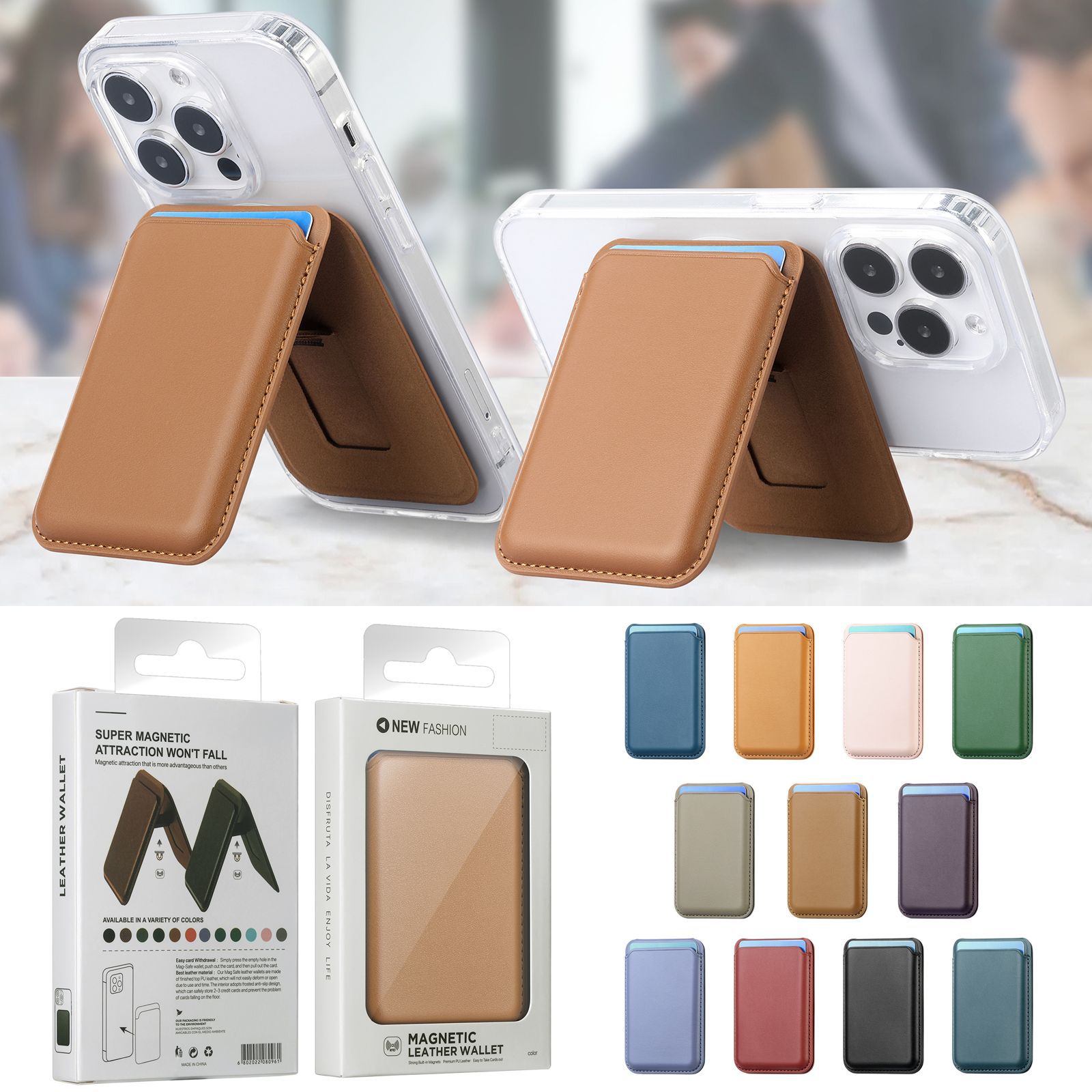 Picture of Suitable for Iphone16 Strong Magnetic Magsafe Card Holder Official Color Number Multi-Functional Bracket Storage Wallet Holder