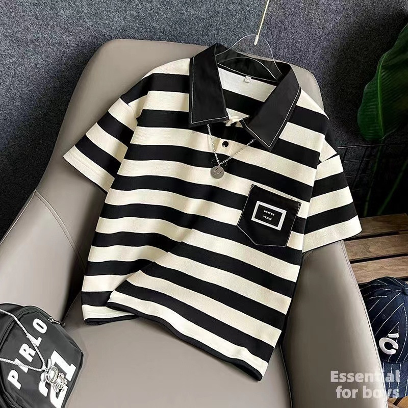 Picture of Polo Shirt Boys Short-Sleeved Stripesd Children's Clothing 2024 Summer Medium and Large Children's Loose Trendy Brand T-Shirt Boys Summer Clothing