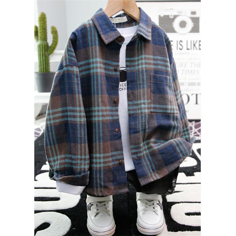Picture of Boys' Long-Sleeved Shirts 2025 Spring & Fall New European and American Kidsren's Plaid Brushed Shirts Are Ready for Direct Supply and Dropshipping