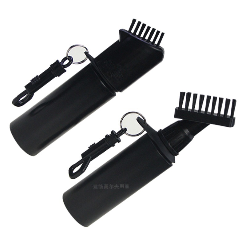 Cross-border golf cleaning brush golf cleaning tool brush with hook detachable water storage spray brush black