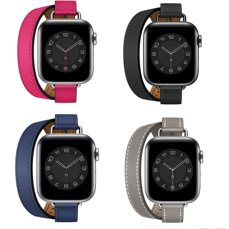 Picture of Suitable for Apple Watch Band Apple watch9/8/7/6/4 Slim-Fit Double-Circle Slim Waist Apple Leather Watch Band