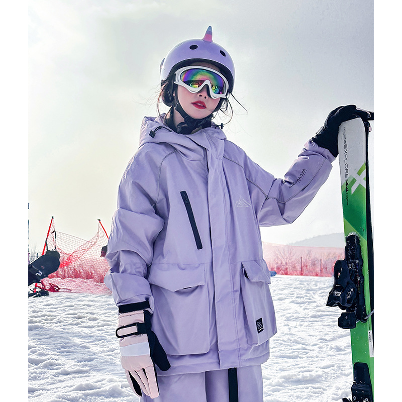 Ski Resort Rental Winter Waterproof Zipper Velcro Ski Suit for Men and Women Reflective Strip Warm Thickened Mountaineering Jacket