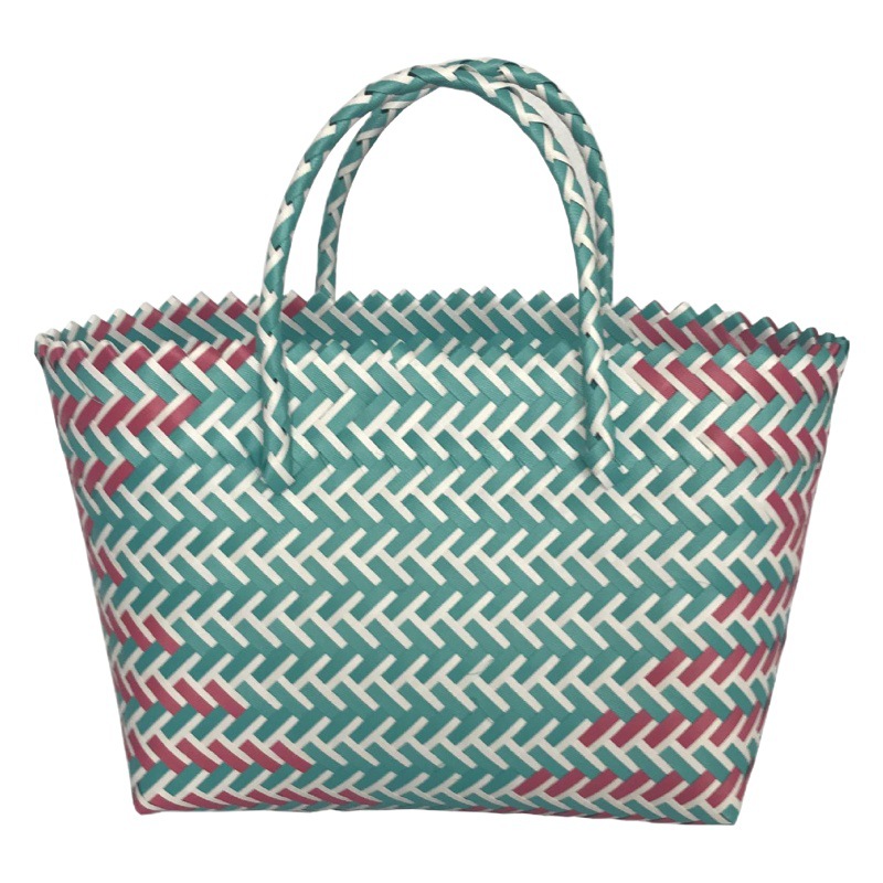Manufacturer Sells Plastic Hand-Knitted Fashion Women's Bags, Handbags, Shopping Bags, Urban Casual Bags, Striped Vegetable Basket Bags