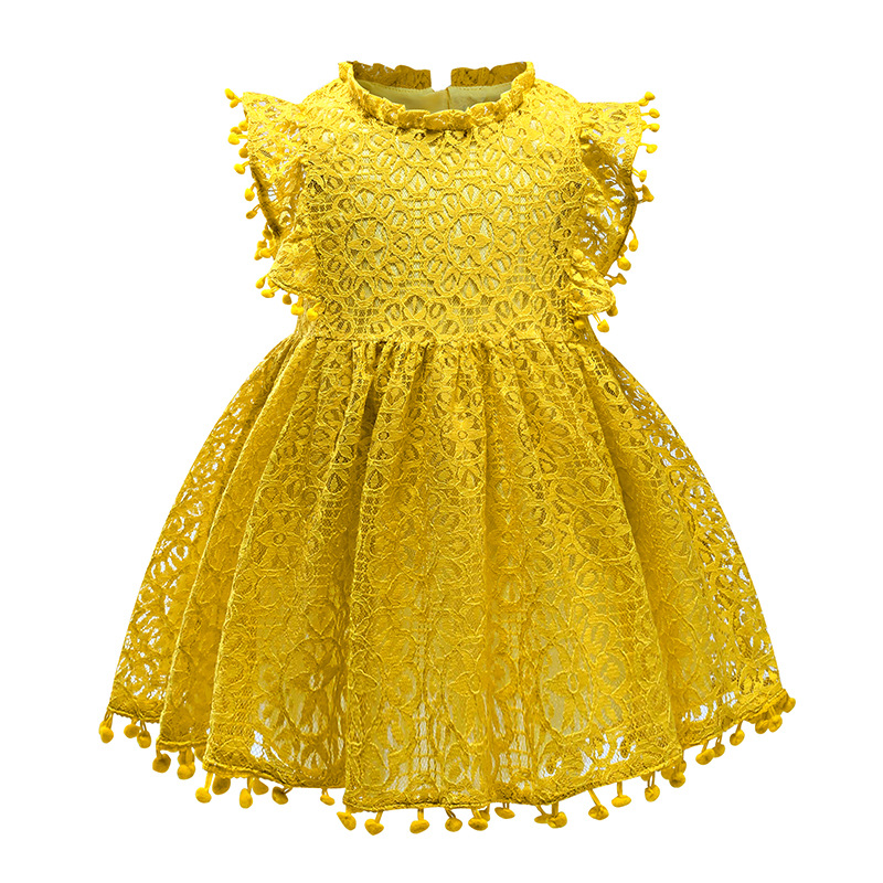 Picture of Children's Dress Wish Girls Korean Style Lace Flying Sleeves Cut Out Princess Dress Skirt Dress for Small and Medium-Sized Kidsren