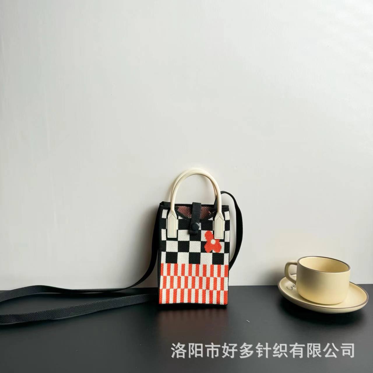 Picture of Advanced Sense Ins Mobile Phone Bag New Cartoon Knitted Bag Dopamine Niche All-match Crossbody Shoulder Bag Handbag