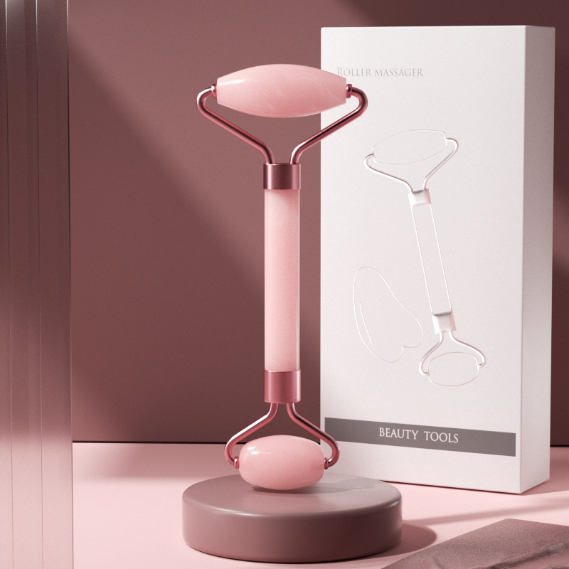 Picture of Cross-Border Rose Quartz Double-Headed Roller Facial Massager Non-Jade Facial Lifting Beauty Scraping Board Eye Pulling Stick