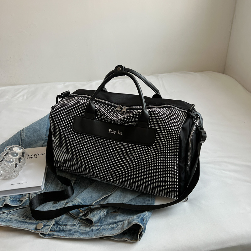 Picture of Travel Bag 2023 Women's short-distance yoga sports fitness bag independent shoe warehouse Diamond-embedded business trip boarding portable luggage bag