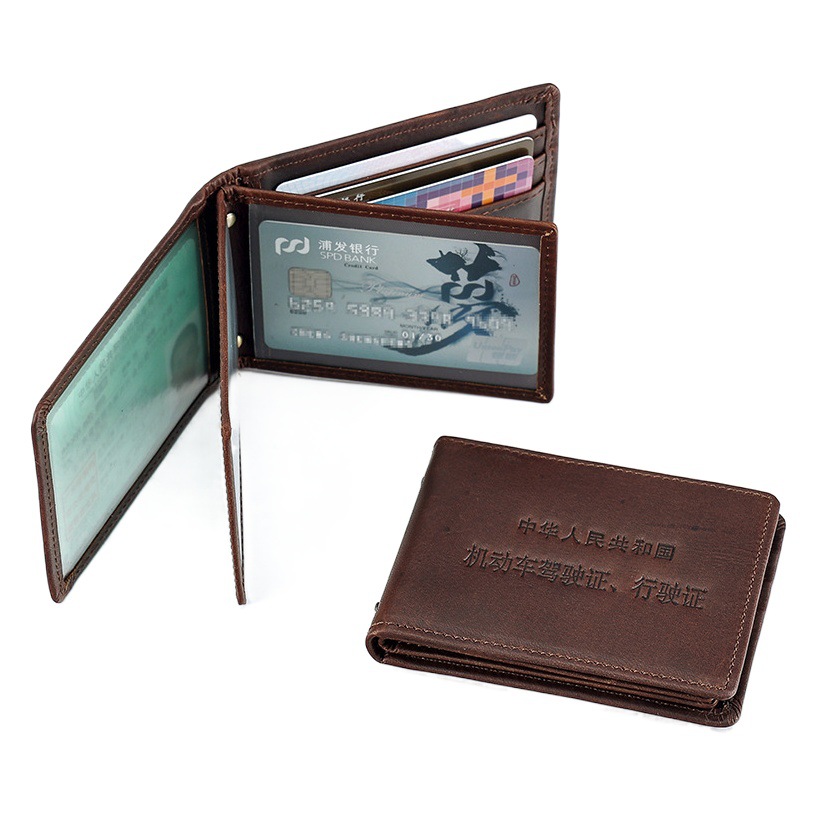 Vintage Genuine Leather Driver's License Bag Multi-function Card Bag Cowhide Card Set Crazy Horse Leather Certificate Set Certificate Set Driving Certificate Set