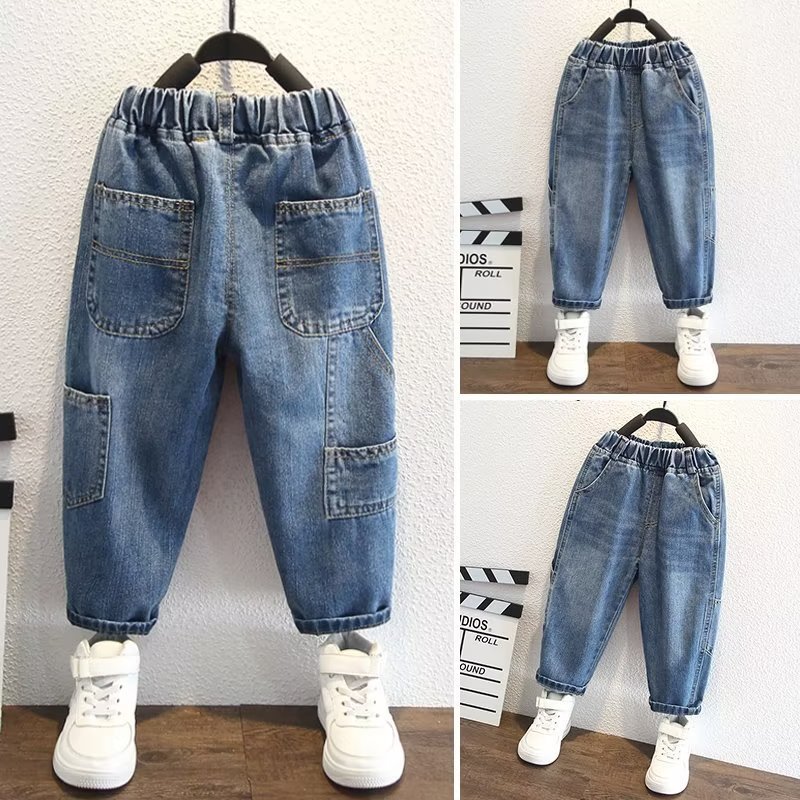Picture of Boys' Jeans Spring and Autumn 2023 New Middle and Large Children's Trendy Cool Children's Wear Loose Fried Street Children's and Boys Long Pants